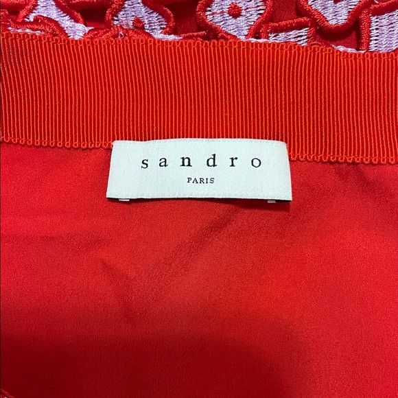 EUC! Sandro Red and Lilac Purple Lace Mini Skirt, Size Small (Size 1) - Picture 5 of 6